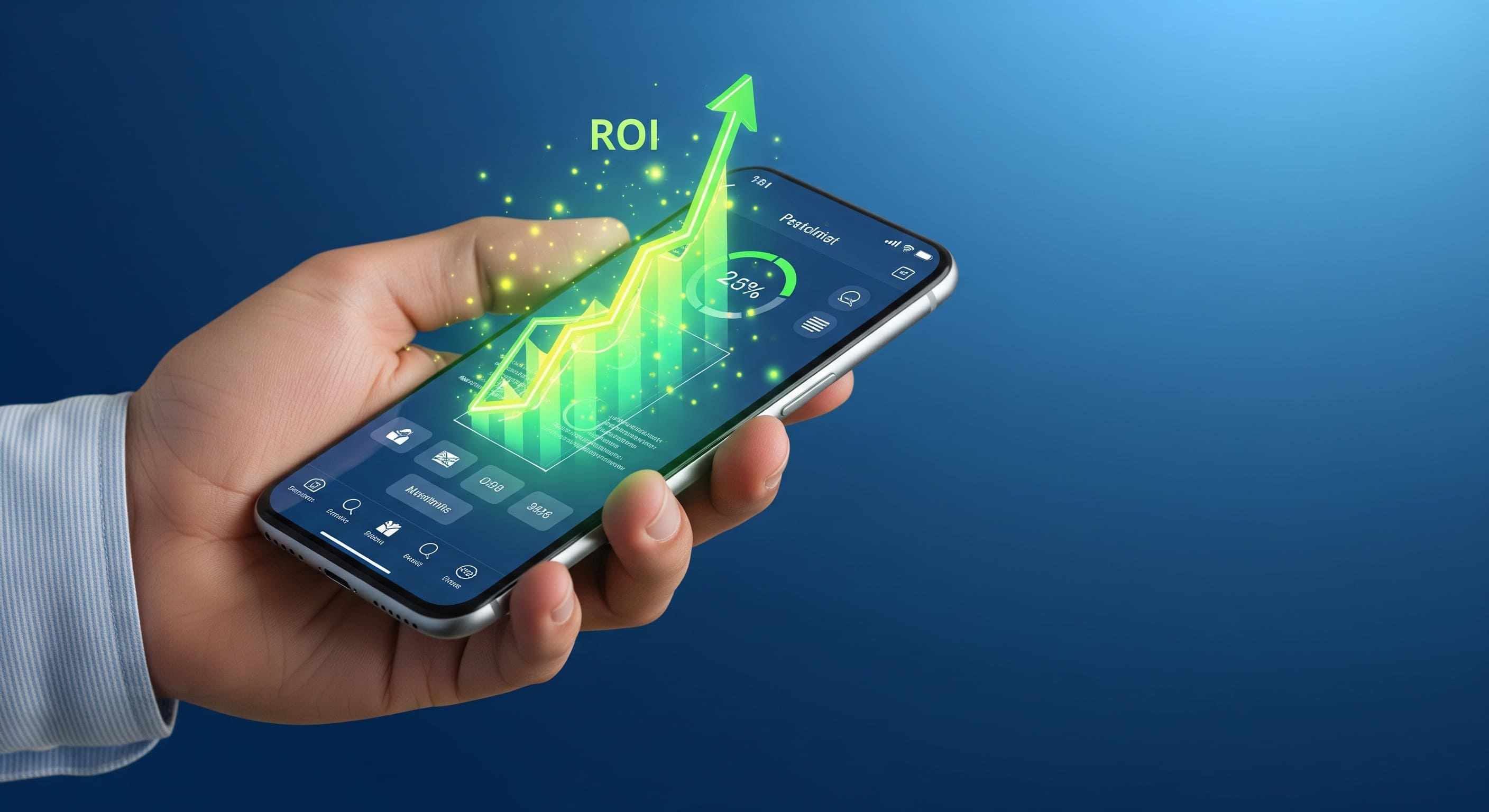 A chart showing positive ROI for a business mobile app