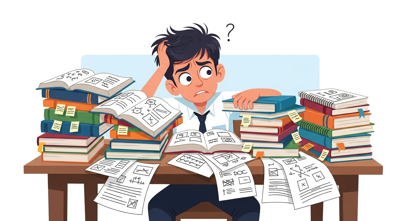 A happy student with well-structured study notes, demonstrating smart note-taking techniques.