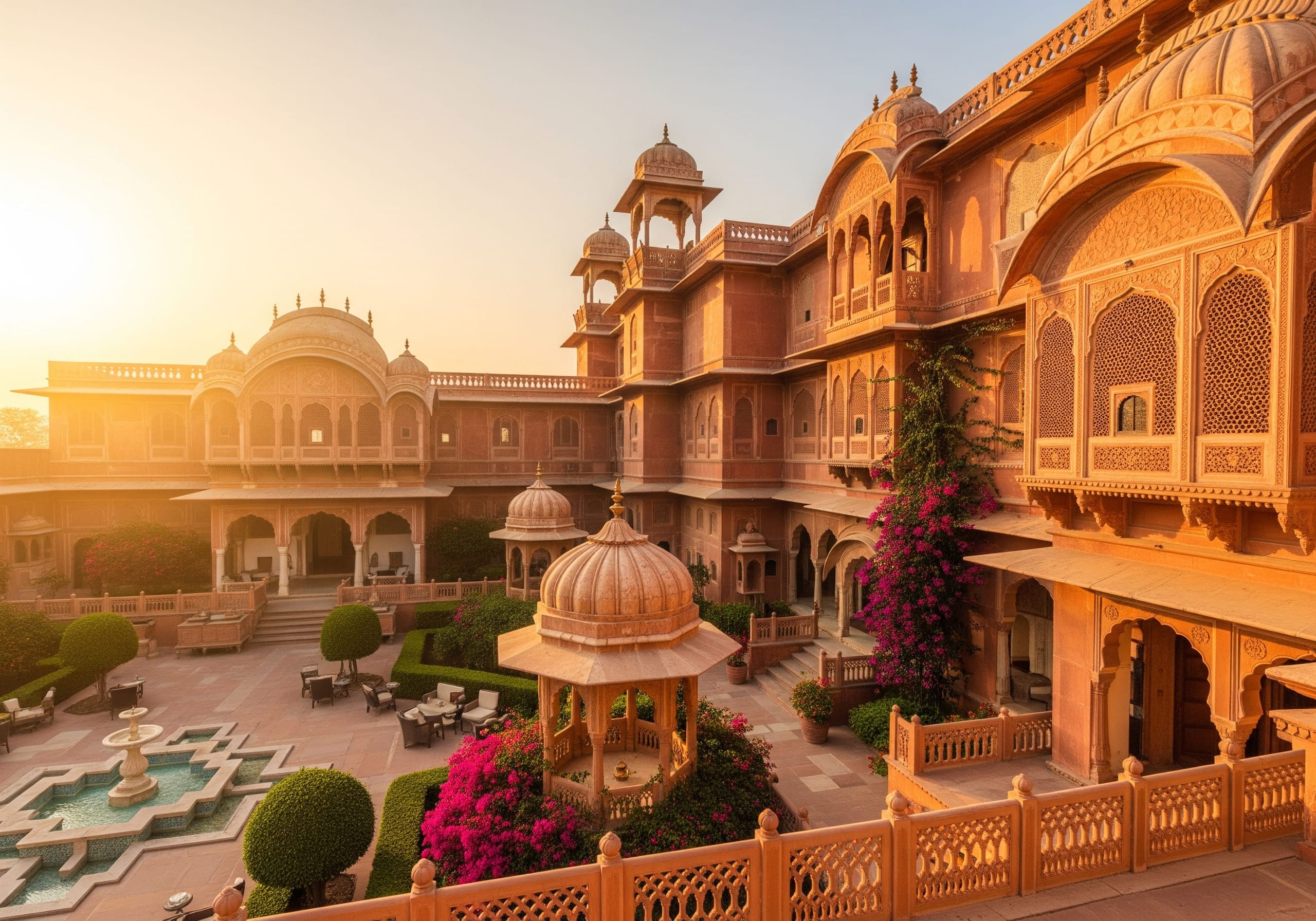 A luxury heritage hotel in Rajasthan, showcasing travel in India.