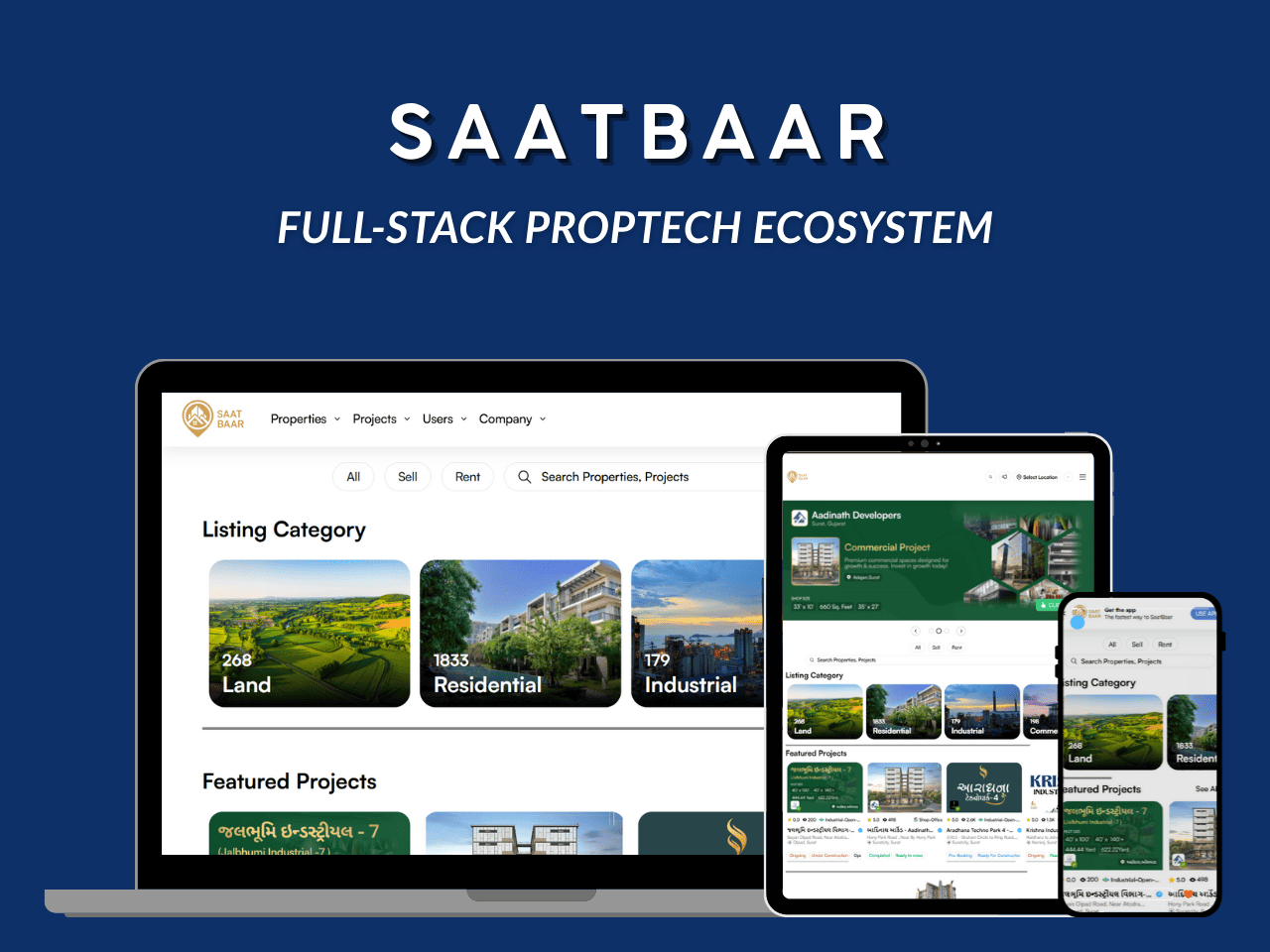 SaatBaar PropTech complete mobile app platform with web portal integration.