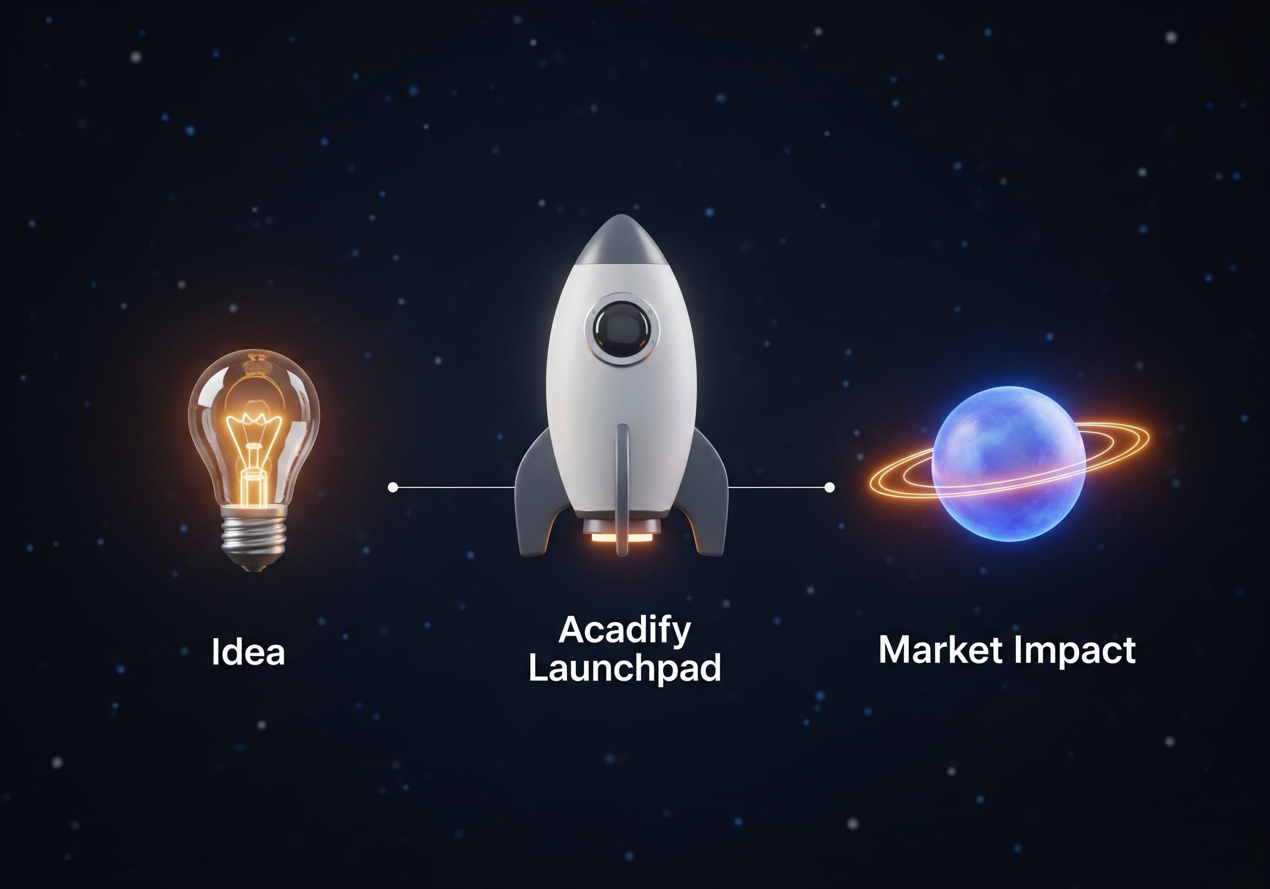 A diagram showing a startup idea transforming into a successful product.
