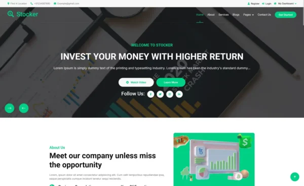 Stocker Website Template - Investment